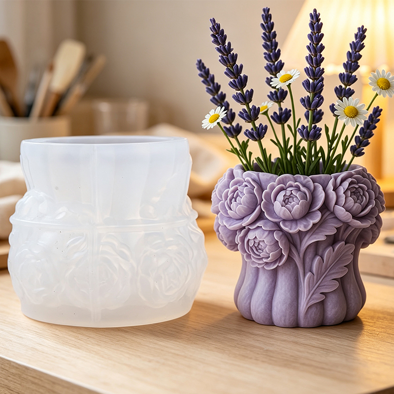 3D Printing Vase - 3D Rosenblumen-Vasen-Silikonform DIY Stifthalter Aufbewahrungsbehälter Kerzenhalter