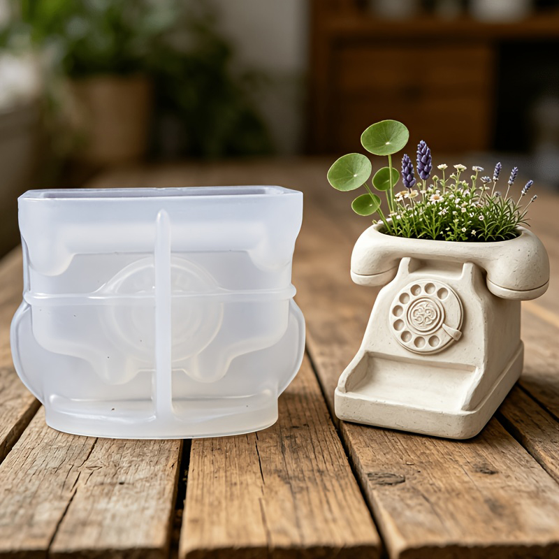 3D Printing Vase - 3D Vintage Drehscheiben-Telefon Sukkulenten-Topf Silikonform DIY