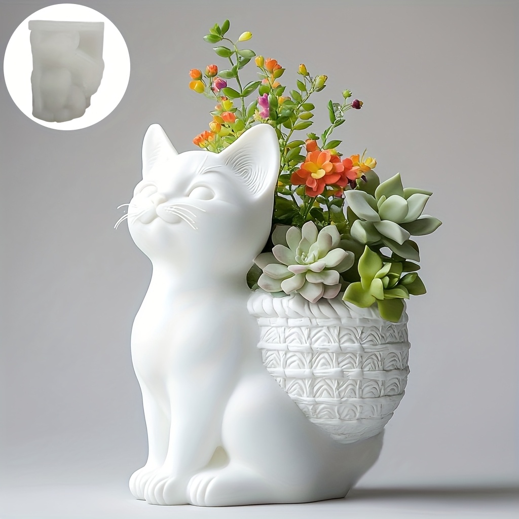 3D Printing Vase - DIY 3D Hockende Katze Sukkulenten-Blumentopf Harz-Silikonform