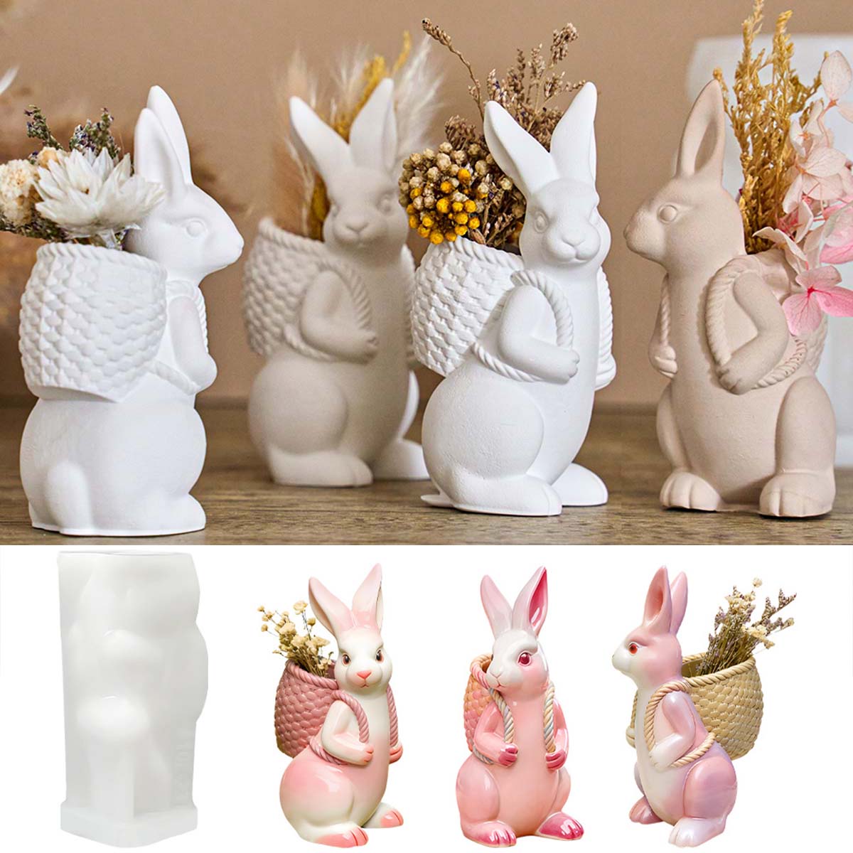 3D Printing Vase - 3D Osterhase Silikonform DIY Niedlicher Tierkorb
