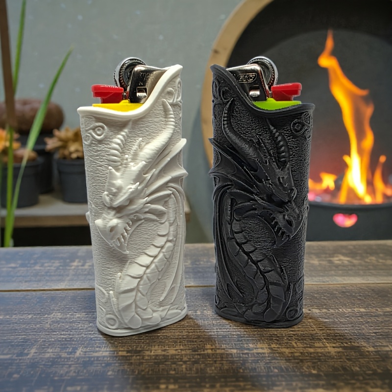 3D Printing Examples - Gotische Geprägte Drachen-Feuerzeughülle 3D-Gedruckte Relief-Drachen-Feuerzeughülle Feuerzeug-Ornament