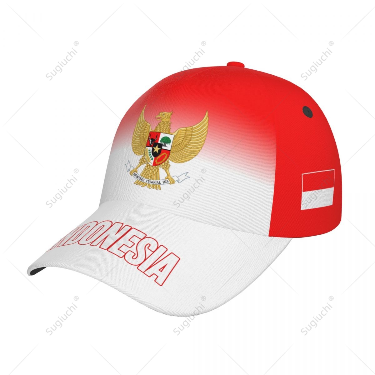 3D Printing Indonesia - Unisex-Baseballmütze, Indonesien-Flagge, Farbverlauf, 3D-Druck, für Tennis,