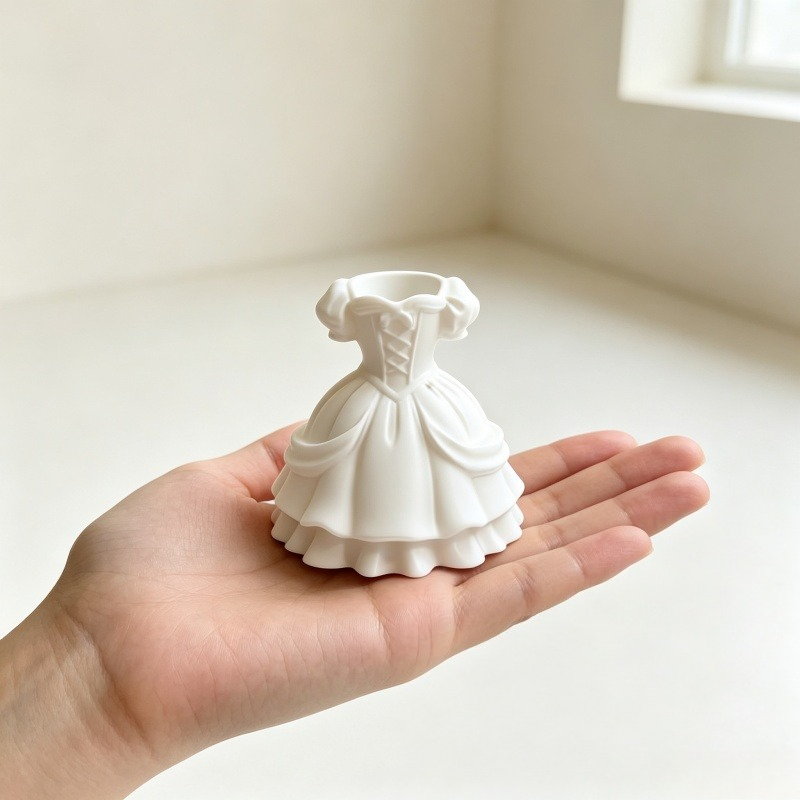 3D Printing Vase - 3D-Gedruckter Weißer Prinzessinnen-Lolita-Kleid Stifthalter aus Harz,