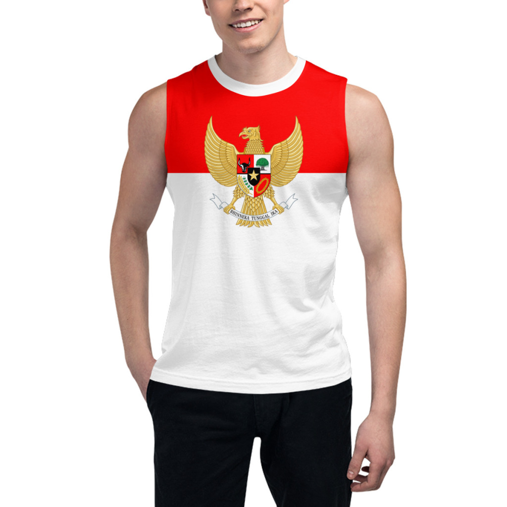 3D Printing Indonesia - Ärmelloses T-Shirt mit Indonesien-Flagge, 3D-T-Shirt für