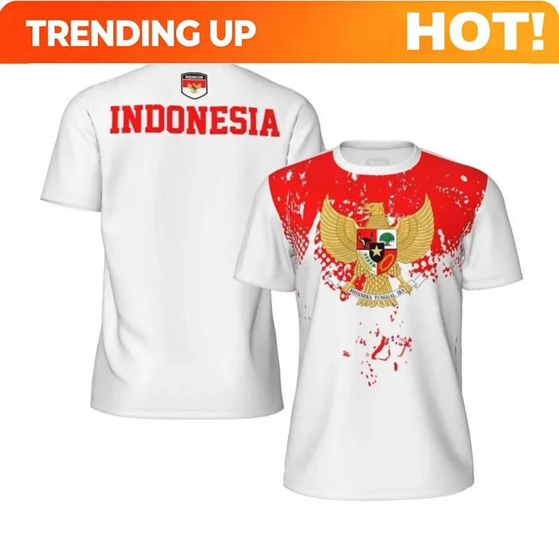 3D Printing Indonesia - Maßgeschneiderte Modische Indonesien-Flaggen-Fußball-T-Shirts für Männer, Sommer-Trend,